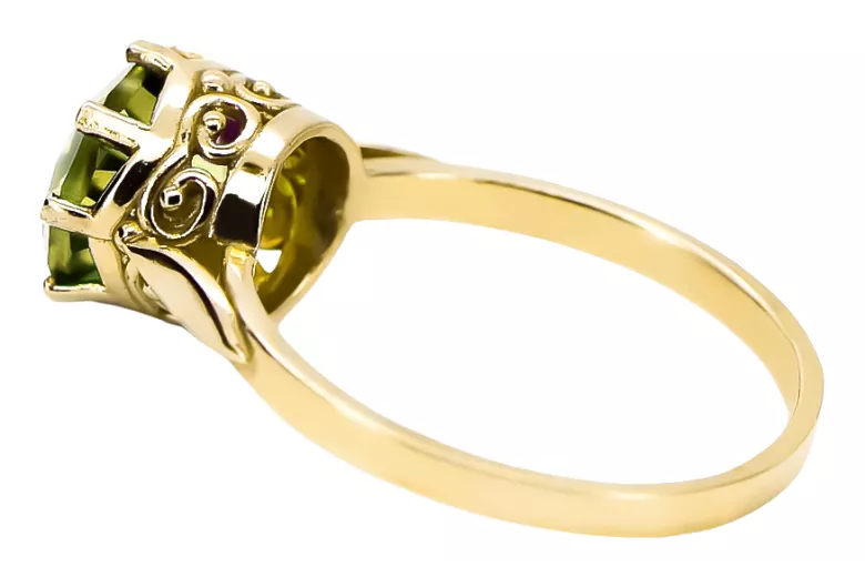 Geltonasis peridotas 14k geltono aukso Žiedas Vintažinis stilius vrc366y